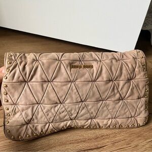 Miu Miu Tan Leather Clutch Shoulder Bag Purs
